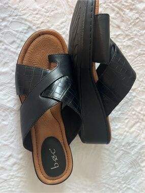b.o.c Summer Slide Sandals Slip on Wedge-Black -Manmade Upper - Women-Size 9